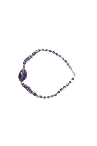 Yoga Mala Purple Amethyst Beads Necklace Twisted Beads Stones